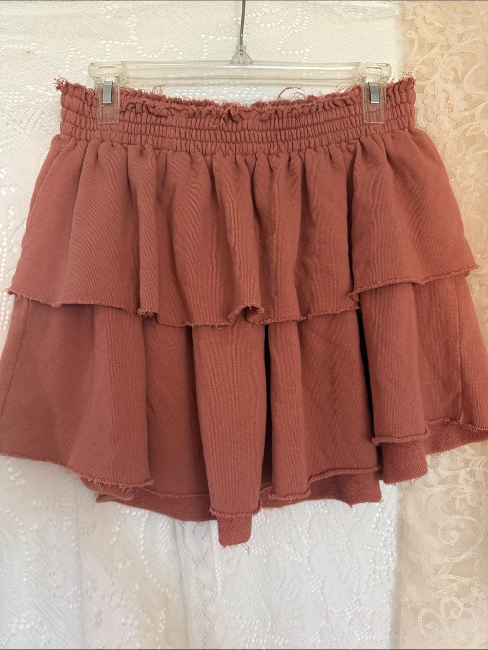 aerie Rust colored Tiered Mini Skirt